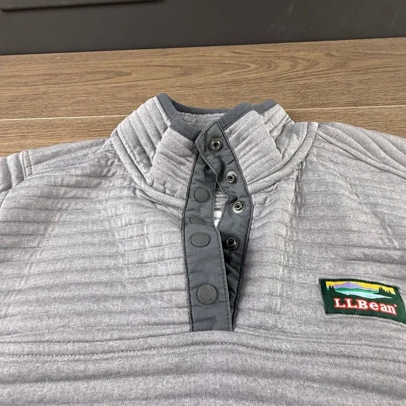 LL Bean Womens Airlight Knit Pullover Gray Quarter Snap Sweatshirt Size M Light - Picture 1 of 11